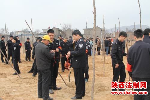 韩城市公安局民警积极参加“3·12”义务植树活动